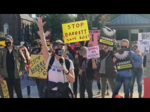 Group of activists protest in Washington against judge Barrett's confirmation process