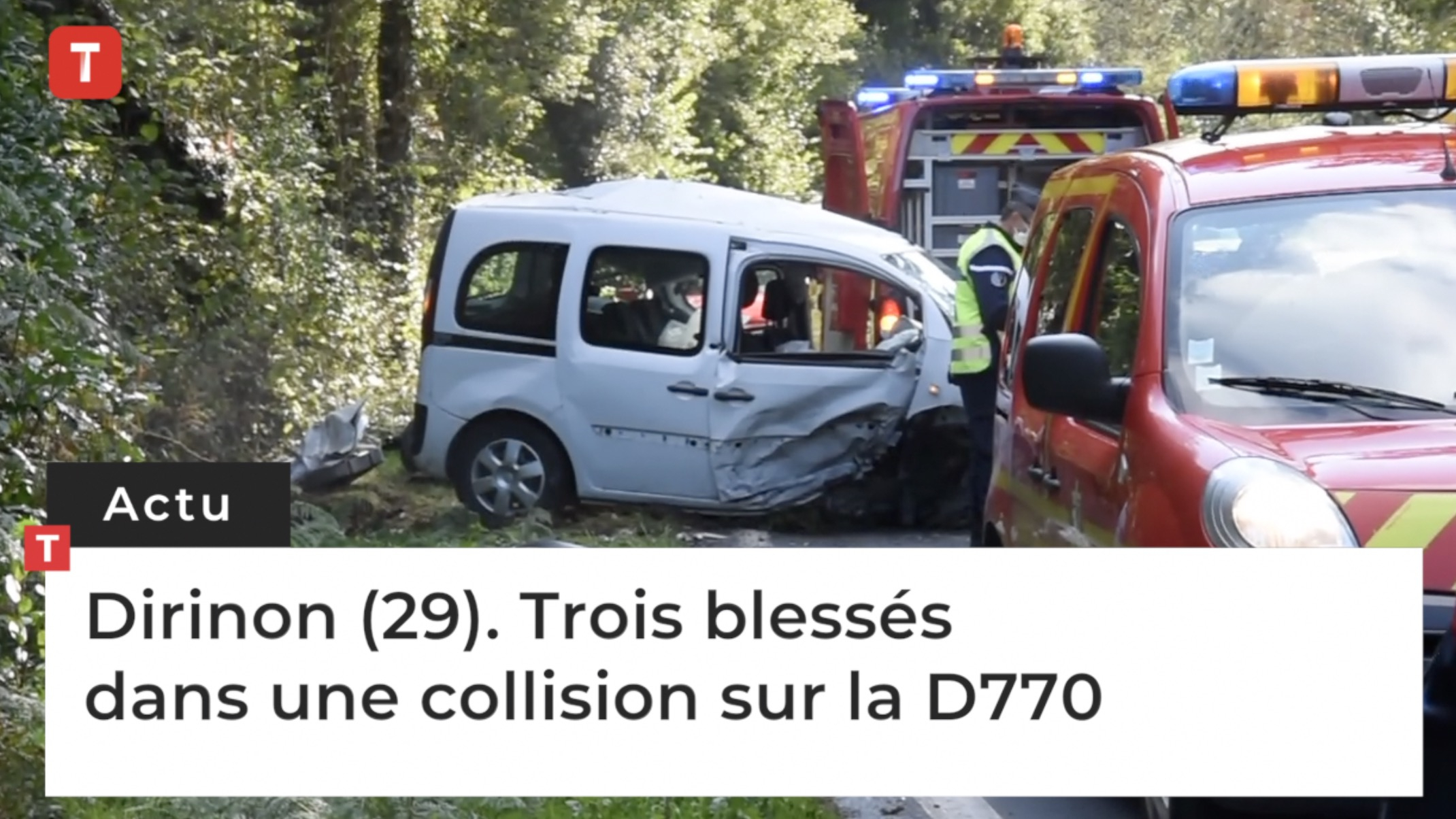  Dirinon (29). Accident : deux véhicules impliqués, la route bloquée (Le Télégramme)
