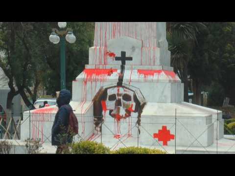 A statue of Christopher Columbus was vandalized in Bolivia