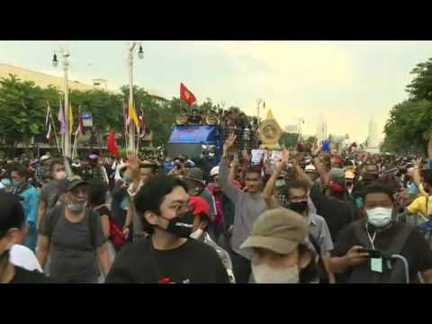Defiant protesters march during pro-democracy rally in tense Bangkok