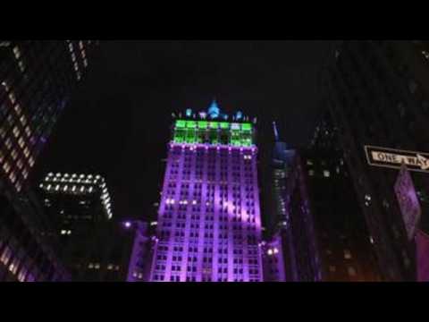 Lit up buildings in New York to commemorate National Metastatic Breast Cancer Day