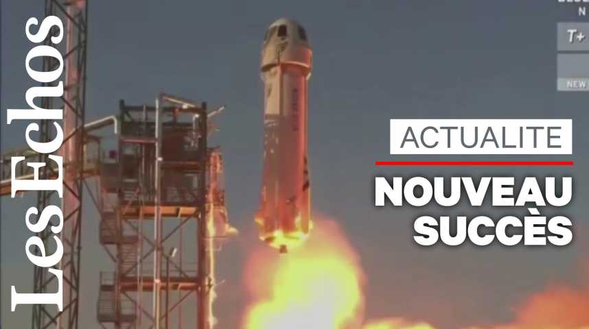 Illustration pour la vidéo Nouveau vol d'essai réussi pour la fusée de tourisme spatial de Jeff Bezos