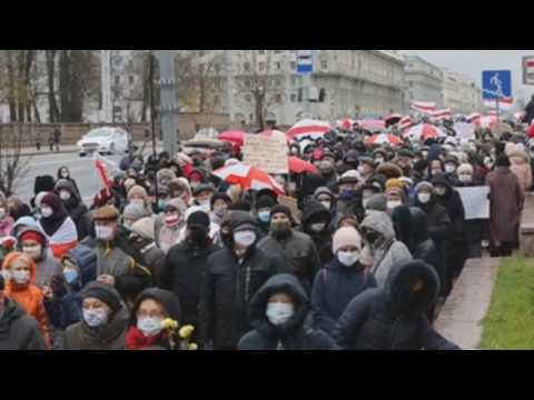 Belarus pensionists protest against government