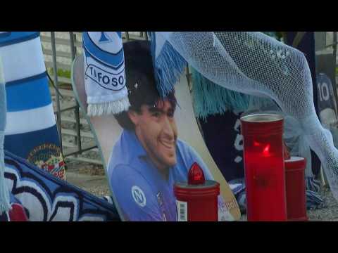 Naples pays tribute to Maradona outside of San Paolo stadium