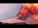 Spectacular plume of orange smoke rises from exploding Mount Etna