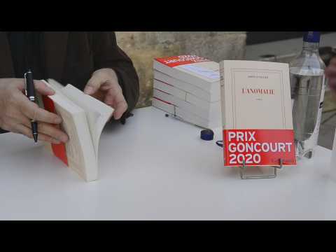 Herve Le Tellier, 2020 Goncourt Prize winner, signs books in a Bordeaux bookstore