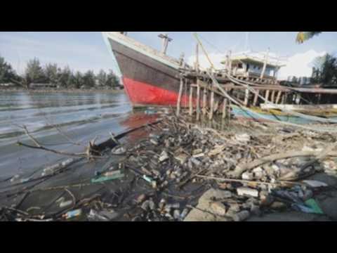 Footage of plastic waste in Indonesian rivers