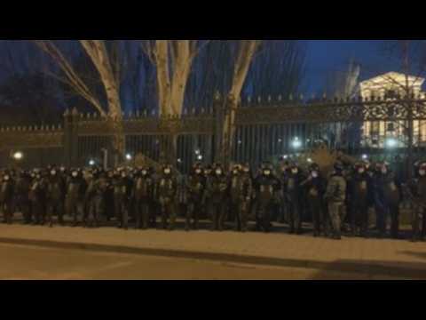 Armenian opposition barricade themselves in front of Parliament