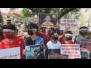 Activists, Myanmar refugees in India protest military coup
