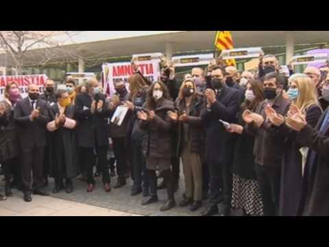 Pro-independence parties rally in support of the members of Catalonia's Electoral Syndicate