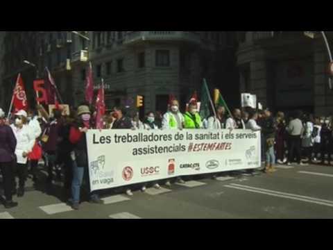 Health workers protest in Barcelona