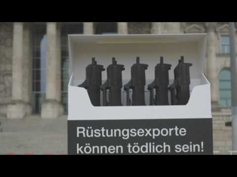 Demonstrators protest against arms exports in Berlin