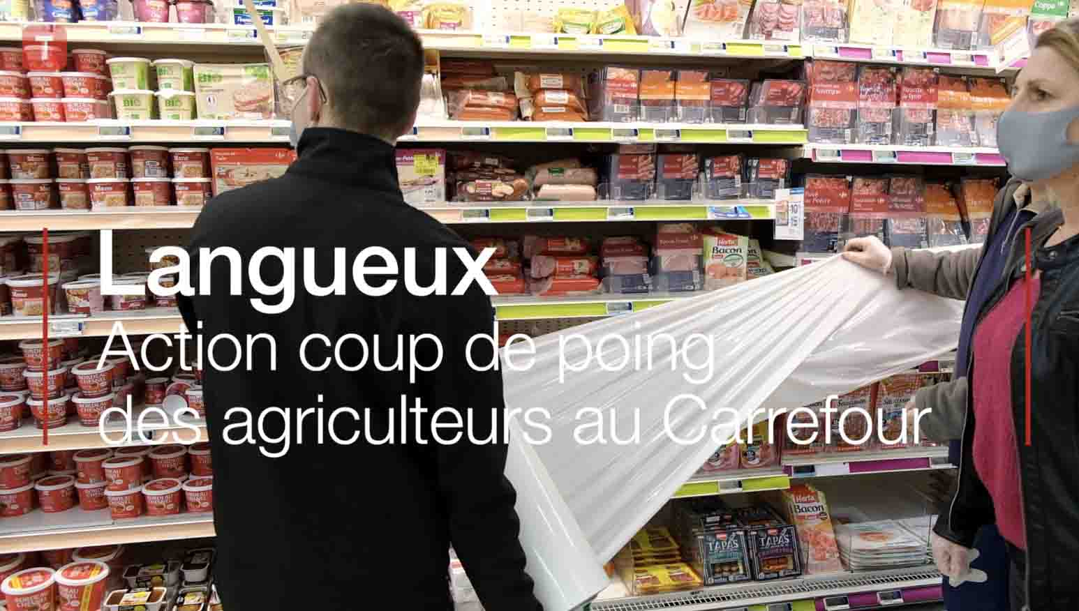 Action coup de poing des agriculteurs au Carrefour de Langueux (Le Télégramme)