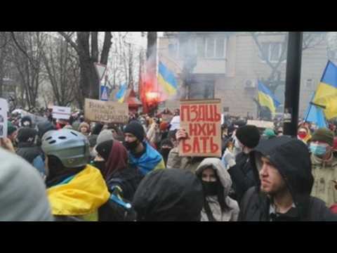 Supporters of Serhiy Sternenko protest at the Presidential office in Kiev
