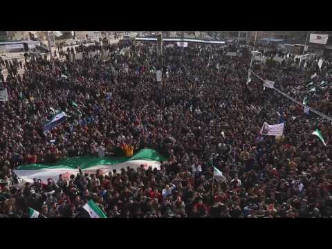 Protest in Idlib, an opposition stronghold in northwestern Syria
