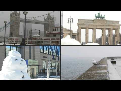 WRAP: Snow continues to cover western Europe's capital cities