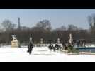 Snow falls on Paris's Tuileries gardens