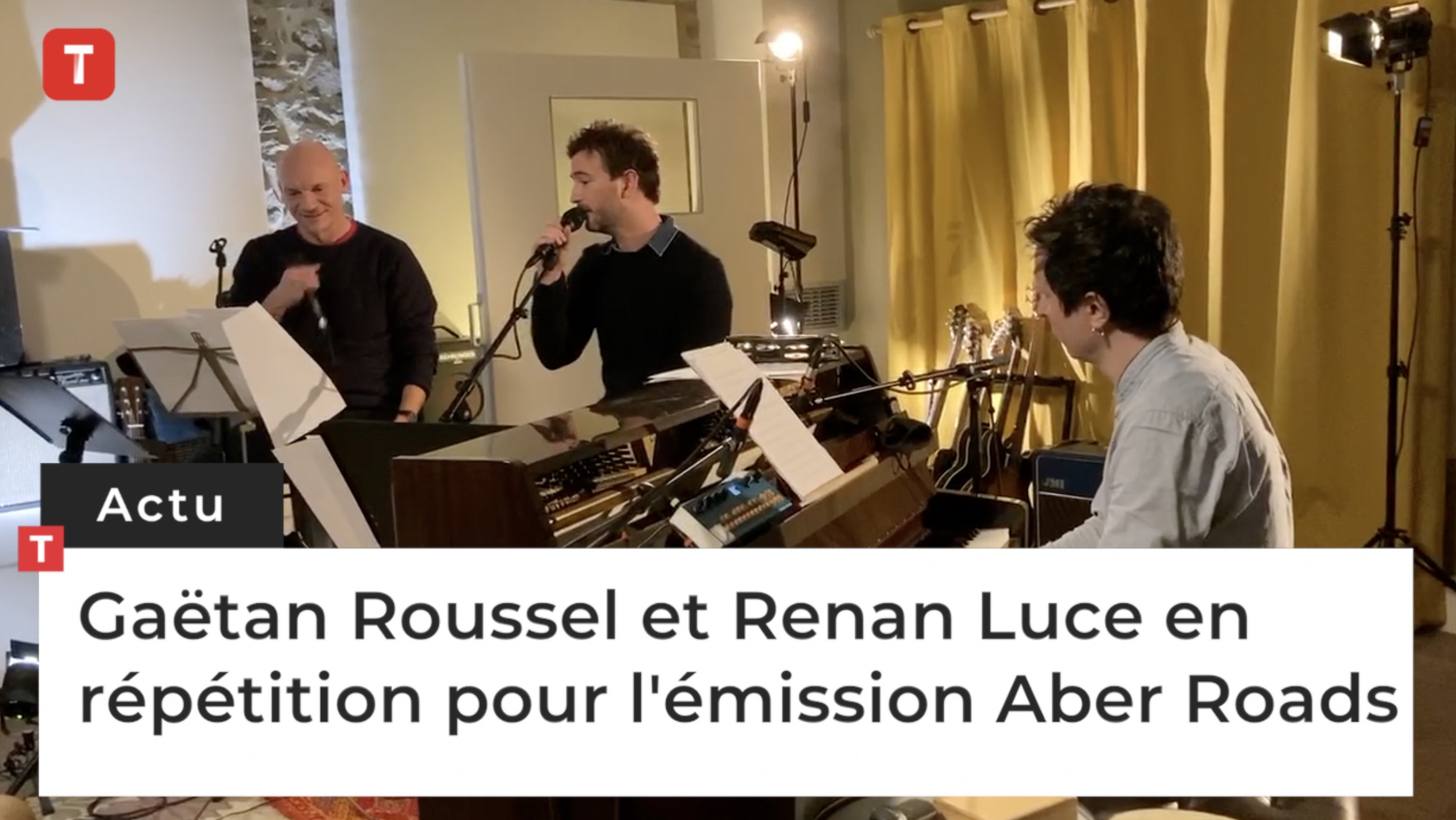 Gaëtan Roussel et Renan Luce en répétition pour l'émission Aber Roads (Le Télégramme)