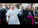 Pope Francis arrives at Baghdad Cathedral to hold holy mass