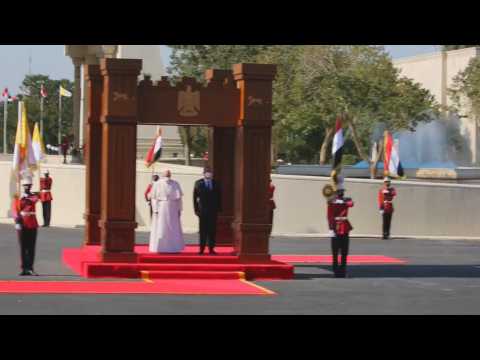 Footage of the arrival of Pope Francis in Baghdad