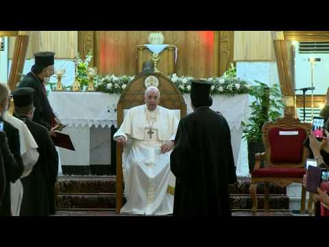 Pope Francis visits Our Lady of Salvation Syro-Catholic Cathedral in Iraq