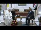 Pope meets with Iraqi President Barham Saleh at presidential palace