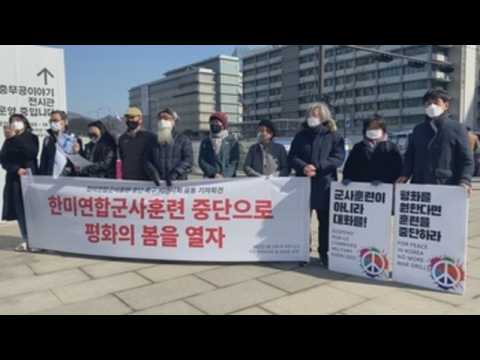 South Koreans stage rally against joint South Korea-US military drills