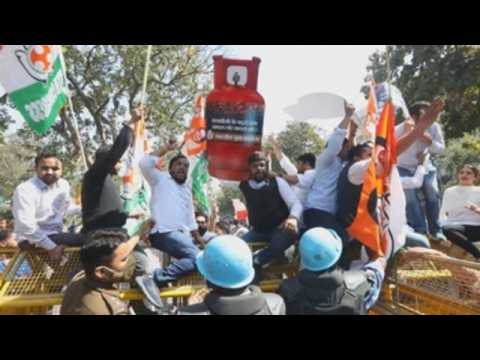 Hundreds protest against fuel price hike in New Delhi