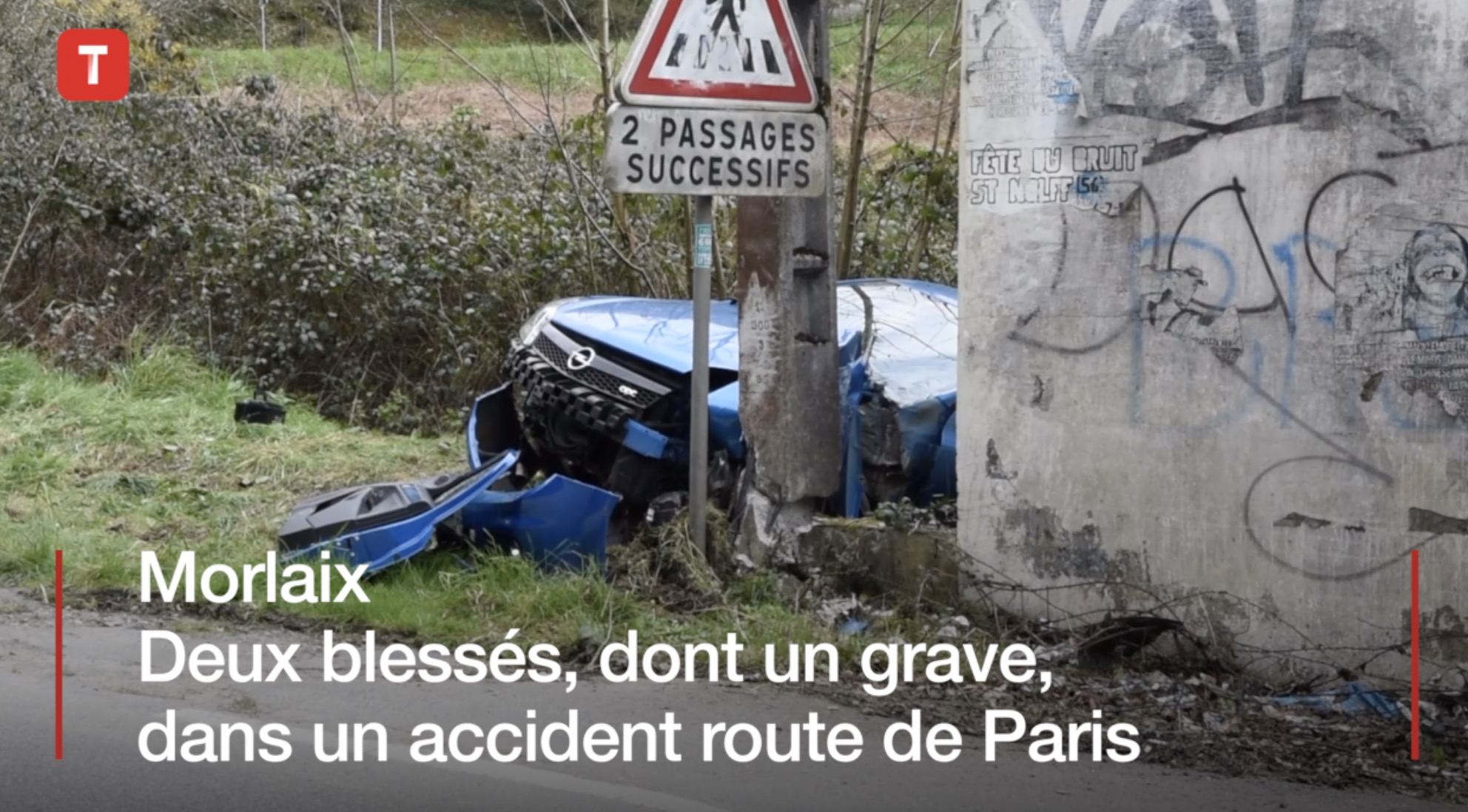 Morlaix. Deux blessés, dont un grave, dans un accident route de Paris (Le Télégramme)