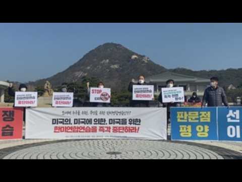 Protest in Seoul against South Korea-US joint military drills in Korea