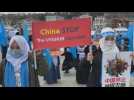 Uighur women protest in Turkey against Chinese government abuses against their community