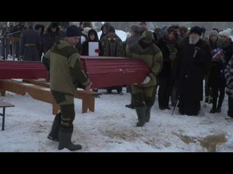 Russian and French troops buried in Russia 200 years after Napoleon defeat