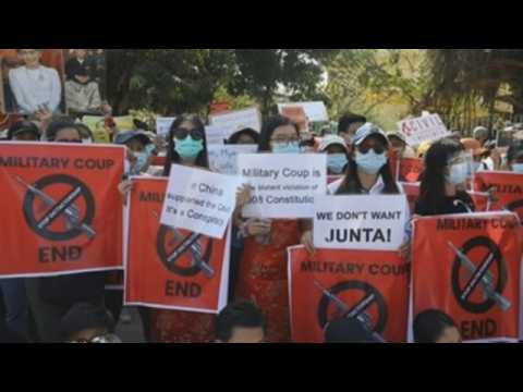 Protests against military coup continue in Myanmar