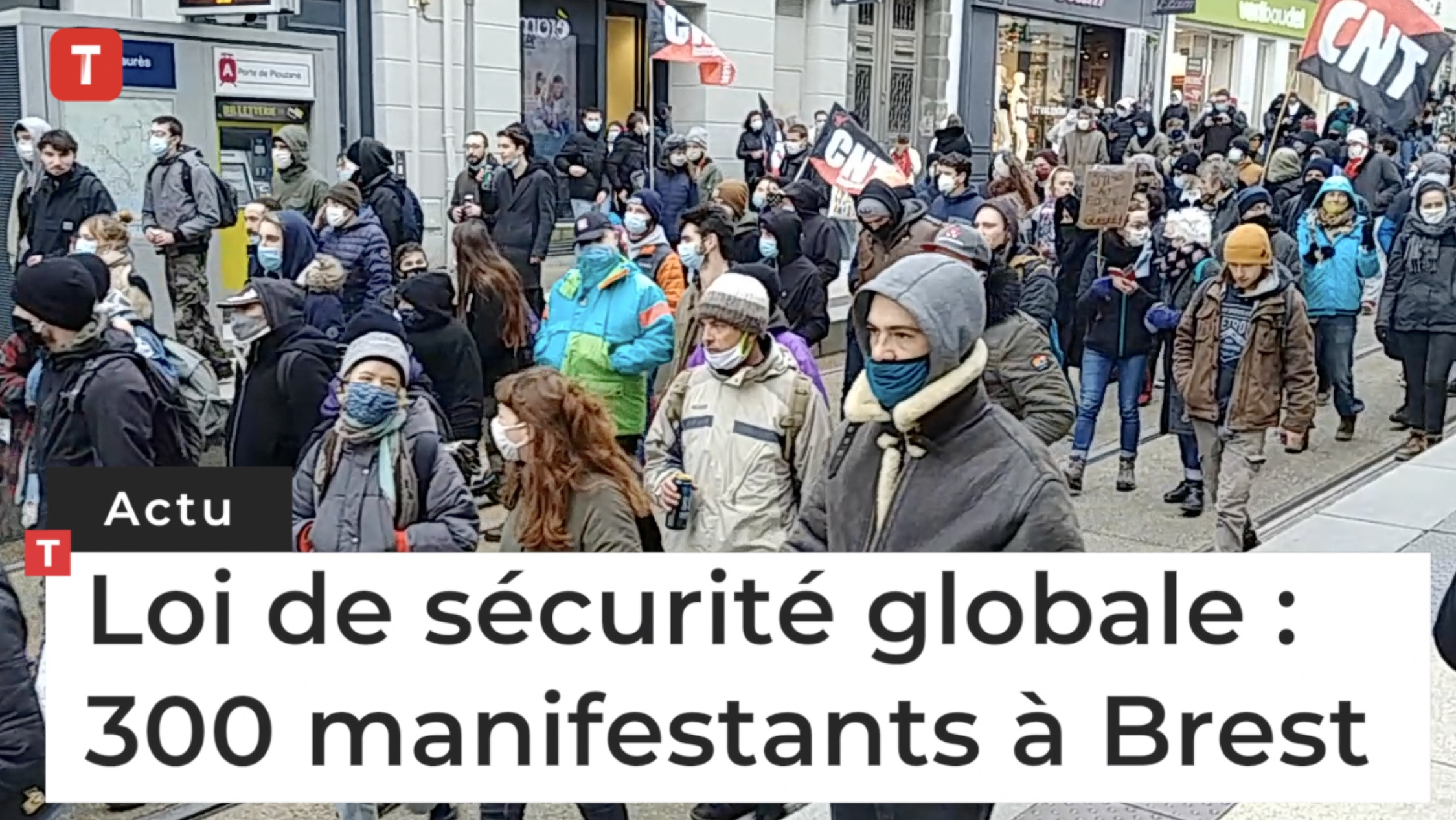 Loi de sécurité globale : 300 manifestants à Brest (Le Télégramme)