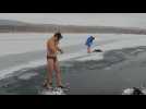 Breaking records without breaking the ice: freediver prepares for a freezing swim