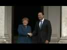 Irish PM greets Angela Merkel at her arrival in Dublin