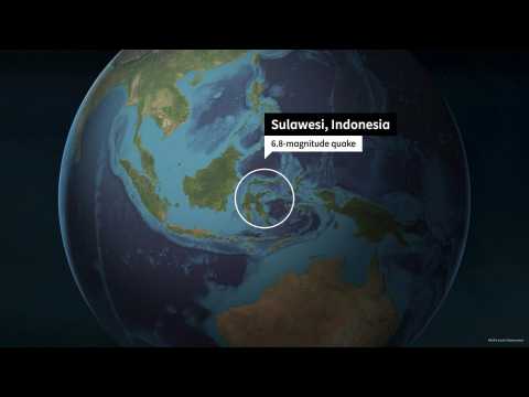 Animated map shows the epicenter of the Indonesia quake