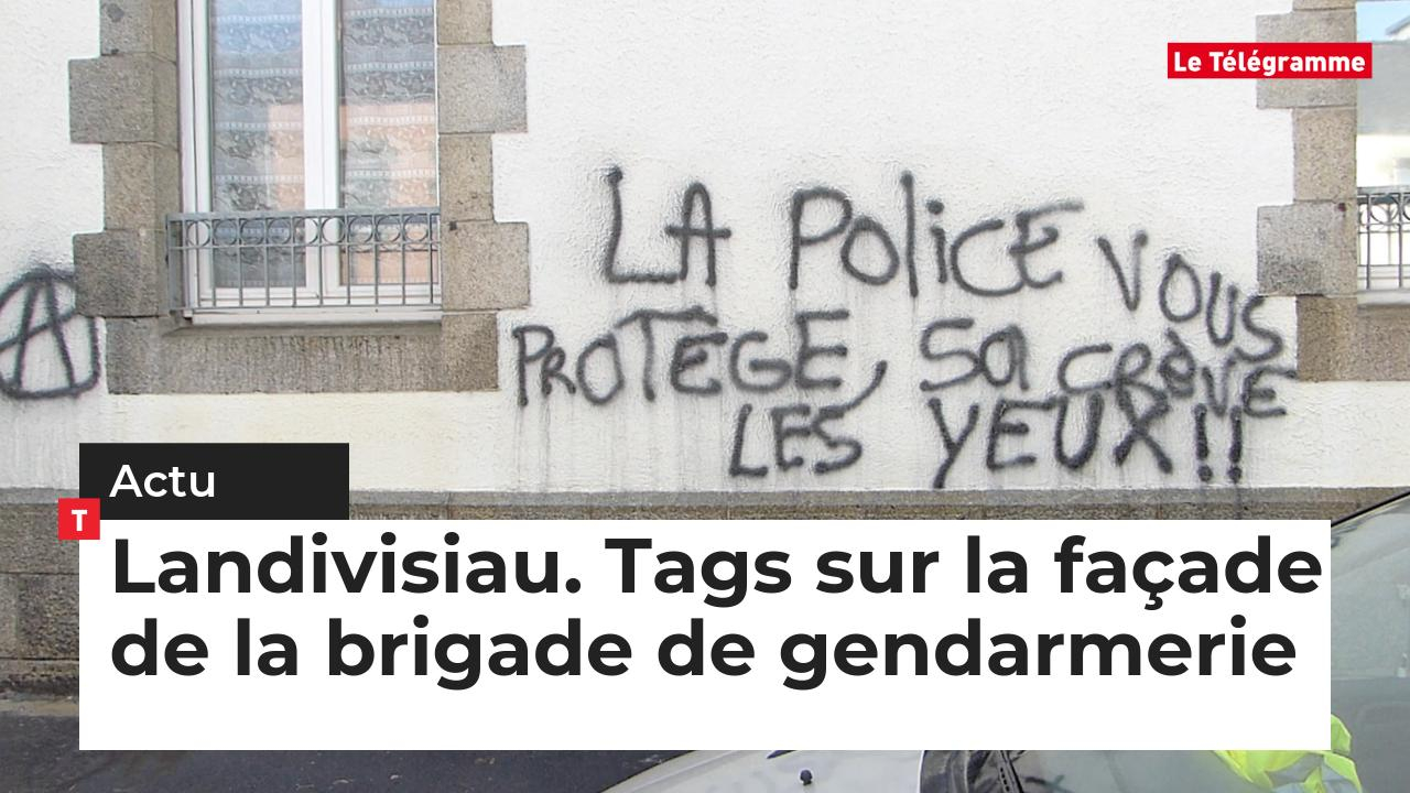 Landivisiau. Tags sur la façade de la brigade de gendarmerie (Le Télégramme)