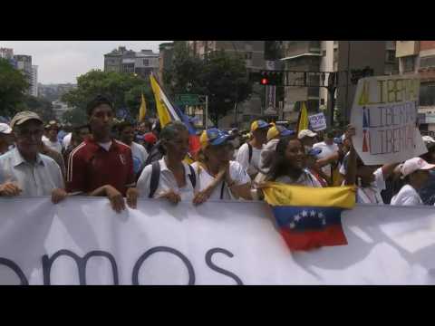 Venezuelan opposition supporters demonstrate in Caracas