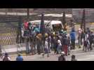 Protesters in Venezuela set van on fire on military air base