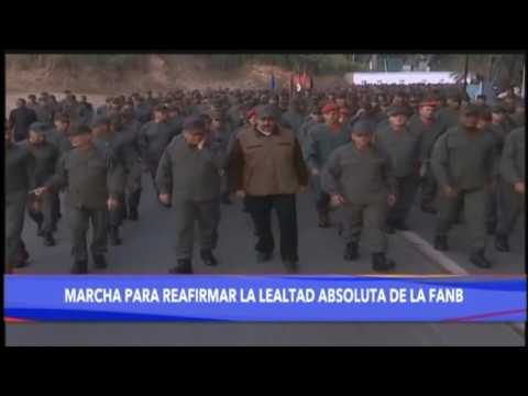 Maduro march with Venezuelan military in the streets of Caracas
