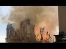 Notre Dame fire filmed from Rue du Petit Pont