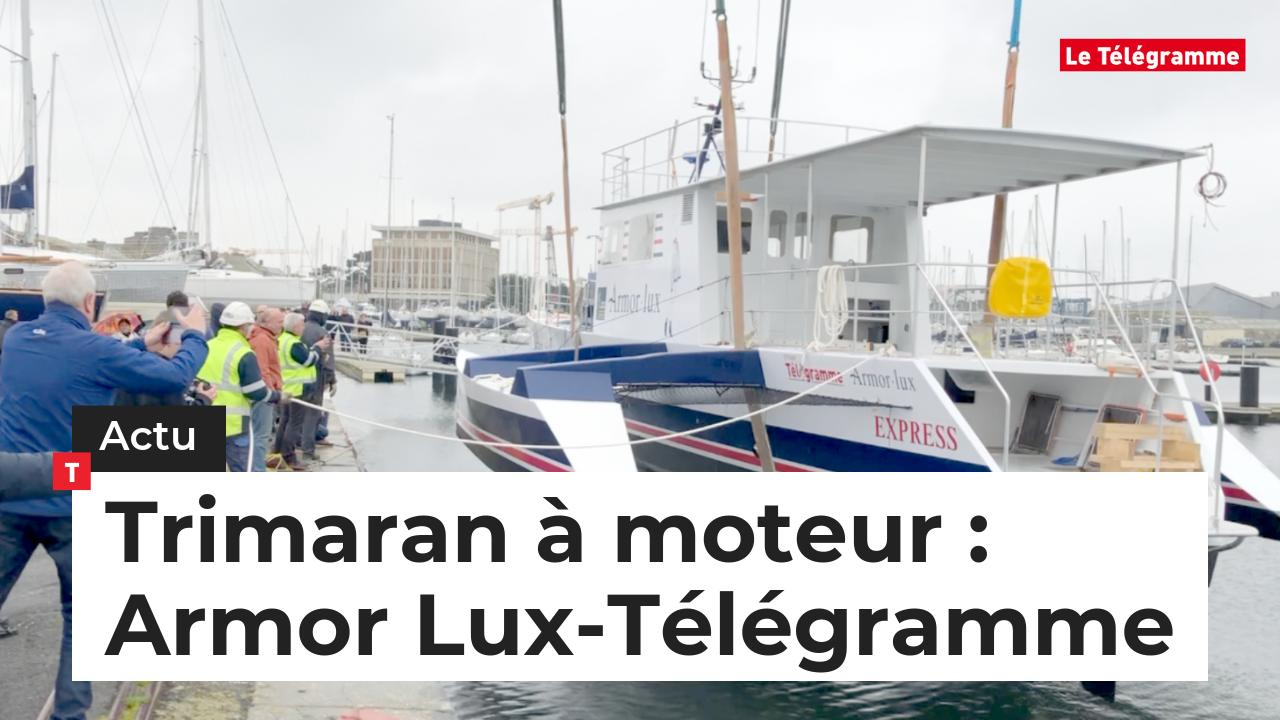 Trimaran à moteur.  Armor Lux-Groupe Télégramme : dernier né de la flotte malouine (Le Télégramme)