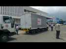 A caravan of humanitarian aid trucks arrives in Caracas