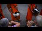 Alms-giving ceremony for Buddhist monks in Luang Prabang