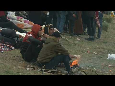 Migrants wait at Greek border in Turkey