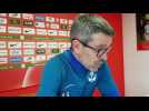 Le gardien Baptiste Valette et le coach Jean-Louis Garcia en conférence de presse avant Niort-ASNL