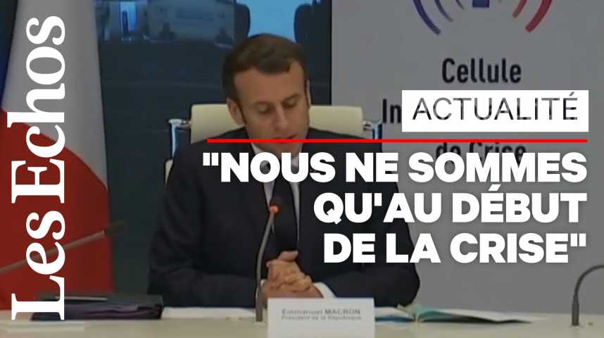 Illustration pour la vidéo Macron ironise sur "celles et ceux qui avaient prévu tous les éléments de la crise"