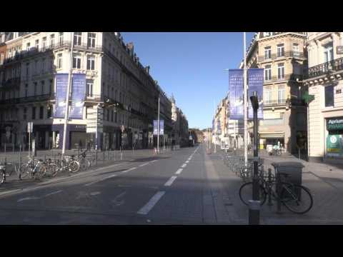 Deserted streets of Lille amid coronavirus confinement