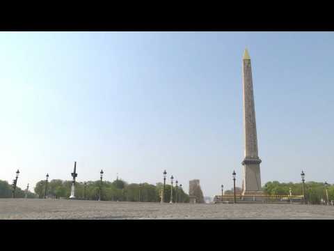 Place de la Concorde in Paris deserted on 12th day of coronavirus lockdown
